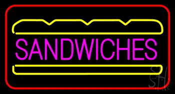 Sandwiches With Red Border Neon Sign