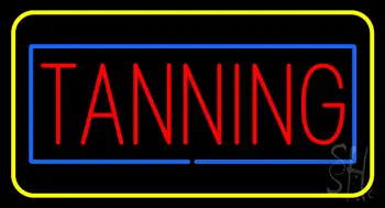 Red Tanning Blue Yellow Border Neon Sign