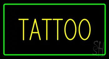 Yellow Tattoo Green Border Neon Sign