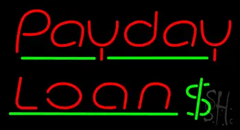 Red Payday Loan Dollar Logo Neon Sign