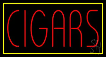 Red Cigars With Yellow Border Neon Sign