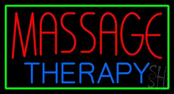 Massage Therapy With Green Border Neon Sign