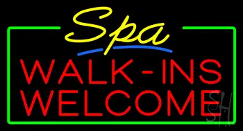 Yellow Spa Walk Ins Welcome Neon Sign