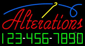 Red Alteration With Phone Number Neon Sign
