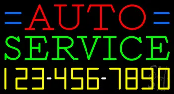 Auto Service With Phone Number Neon Sign