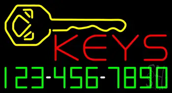 Keys With Phone Number Neon Sign
