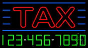Double Stroke Red Tax With Phone Number Neon Sign