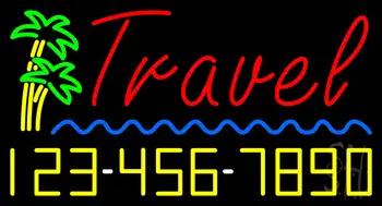 Travel With Phone Number Neon Sign
