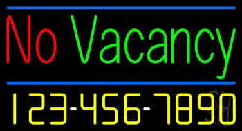 No Vacancy With Phone Number Neon Sign