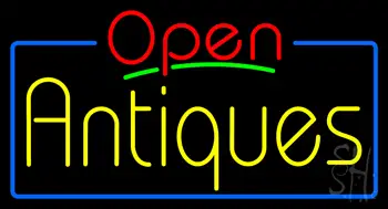 Red Open Yellow Antiques Neon Sign