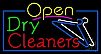 Open Dry Cleaners Logo Neon Sign