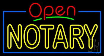 Red Open Double Stroke Yellow Notary Neon Sign
