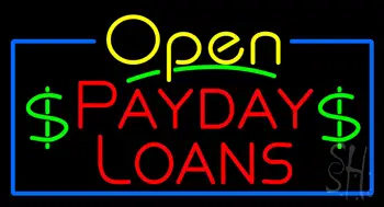 Yellow Open Payday Loans Neon Sign