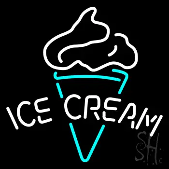 White Ice Cream Logo Neon Sign