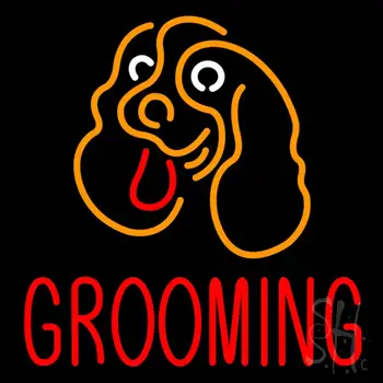 Dog Logo Grooming Block Neon Sign