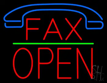 Fax Block Open Green Line Neon Sign