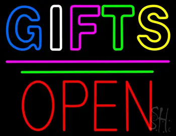 Gifts Block Open Pink Line Neon Sign
