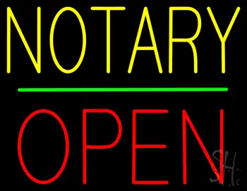 Notary Block Open Green Line Neon Sign
