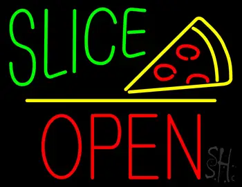Slice Logo Block Open Green Line Neon Sign