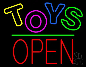 Toys Block Open Green Line Neon Sign