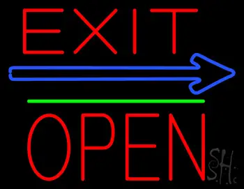 Exit Block Open Green Line Neon Sign