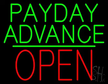 Green Payday Advance Green Line Block Red Open Neon Sign