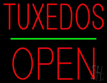 Tuxedos Block Green Line Open Neon Sign