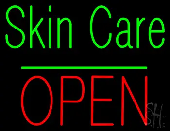 Green Skin Care Block Open Neon Sign