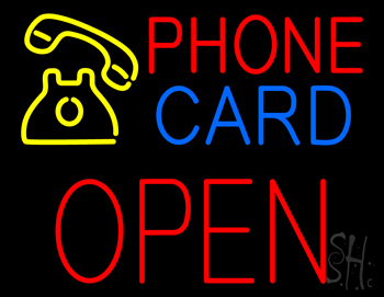 Phone Card Block Open Neon Sign