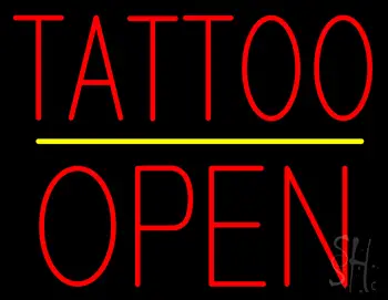 Tattoo Block Open Yellow Line Neon Sign