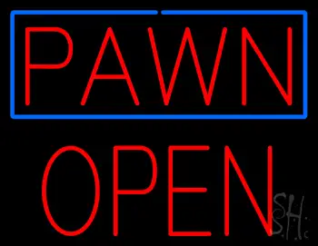 Red Pawn Block Open Neon Sign