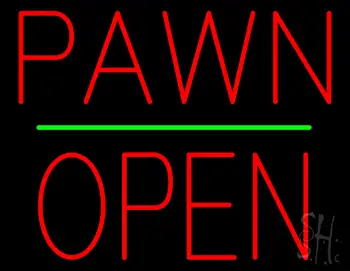 Pawn Block Open Green Line Neon Sign