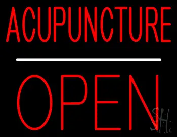 Acupuncture Block Open White Line Neon Sign