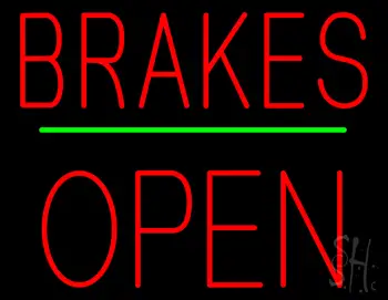 Brakes Open Block Green Line Neon Sign