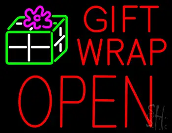 Gift Wrap Block Open Neon Sign