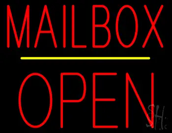 Mailbox Open Block Yellow Line Neon Sign