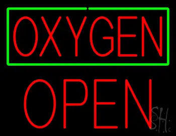 Oxygen Green Border Block Open Neon Sign