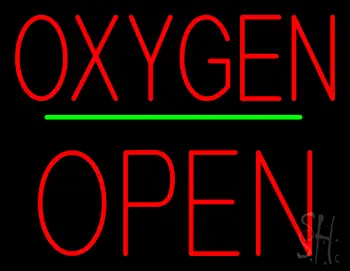 Oxygen Block Open Green Line Neon Sign