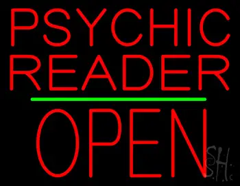 Psychic Reader Block Open Block Green Line Neon Sign