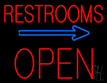 Restrooms Block Open Neon Sign