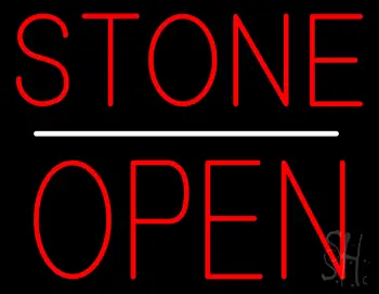 Stone Block Open White Line Neon Sign