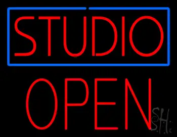 Studio Blue Border Open Block Neon Sign