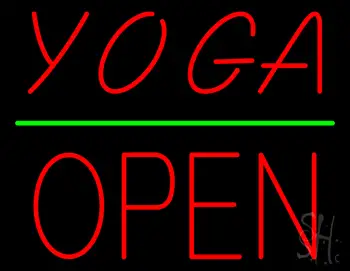 Yoga Block Open Green Line Neon Sign