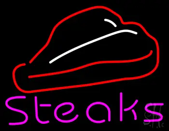 Steak Logo Pink Neon Sign