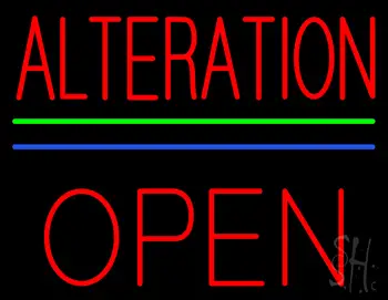 Red Alteration Block Open Neon Sign