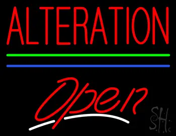 Red Alteration Open Blue Green Line Neon Sign