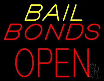 Bail Bonds Block Open Neon Sign