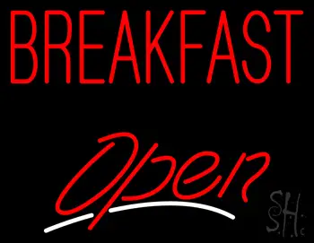 Red Breakfast Open Neon Sign