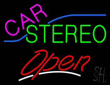 Pink Car Stereo Red Open Neon Sign