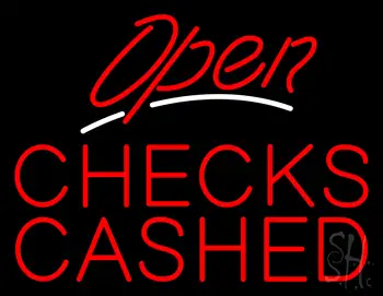 Red Open White Line Checks Cashed Neon Sign